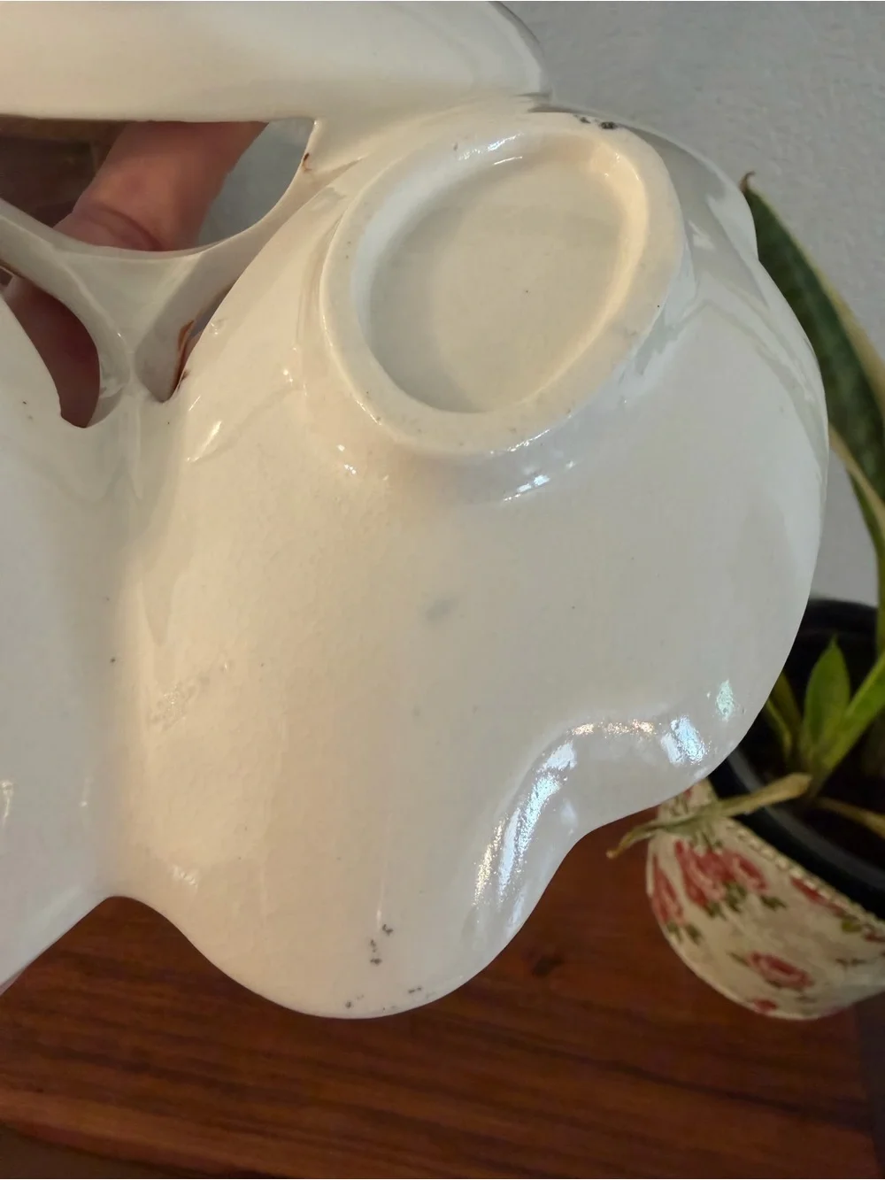 Mid-Century Hand-Painted Cream Ceramic 3-Section Serving Dish - Japan